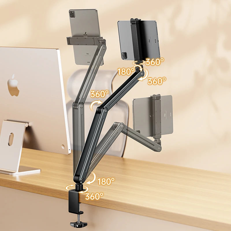 Foldable Tablet Desktop Stand Aluminum Alloy 360 Degree Rotation Versatile Lazy Mobile Phone Holder for 4.5-12.9 Inches Devices