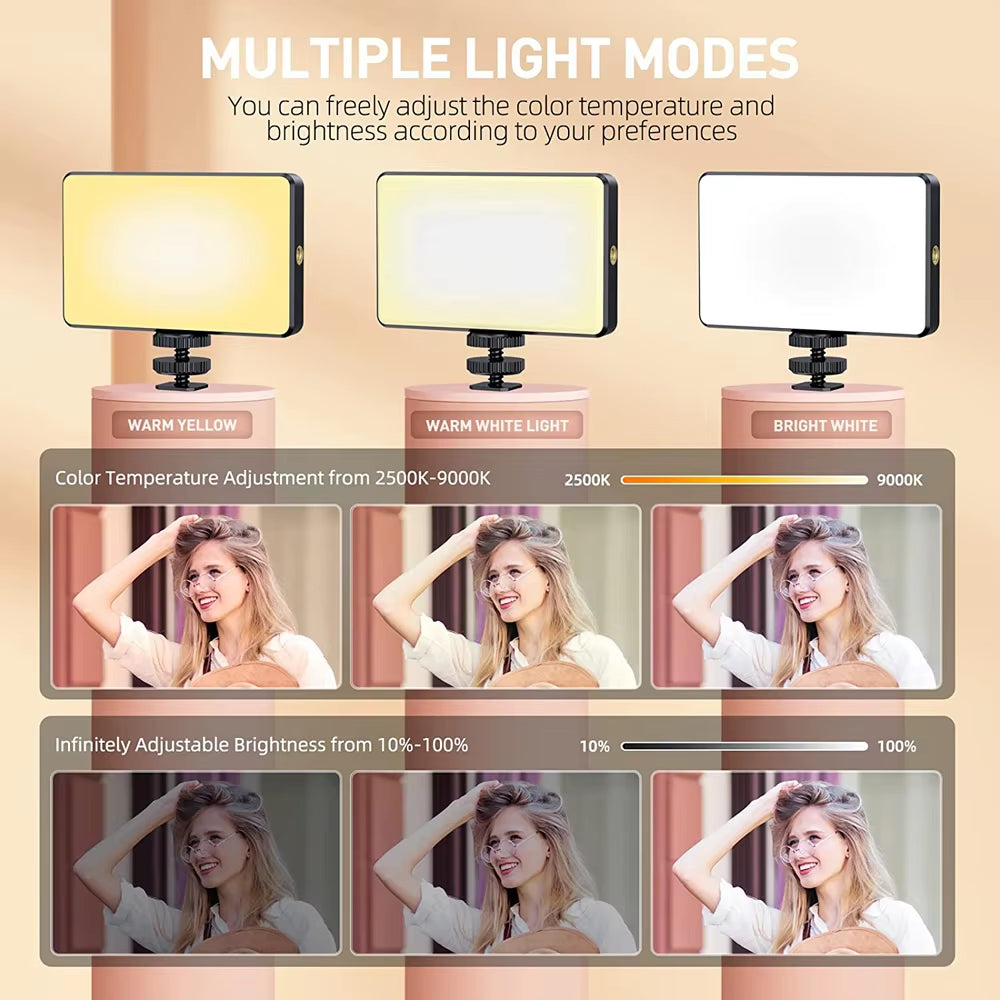 LED Selfie Light Phone Fill Light 120 LED 3000Mah Rechargeable Portable Video Light for Tiktok Vlog Video Conference Selfie