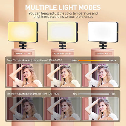 LED Selfie Light Phone Fill Light 120 LED 3000Mah Rechargeable Portable Video Light for Tiktok Vlog Video Conference Selfie