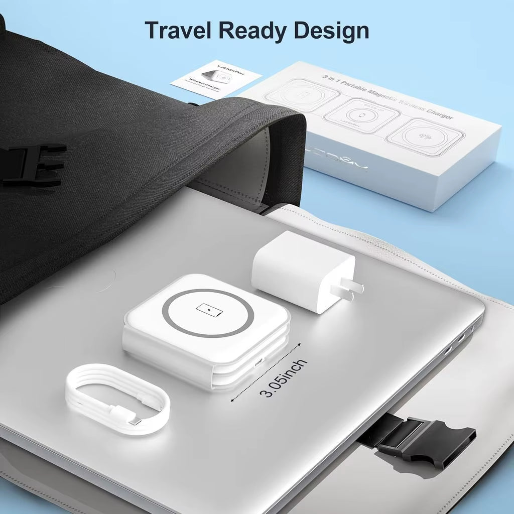 Foldable 3-In-1 Wireless Charging Station for Multiple Devices
