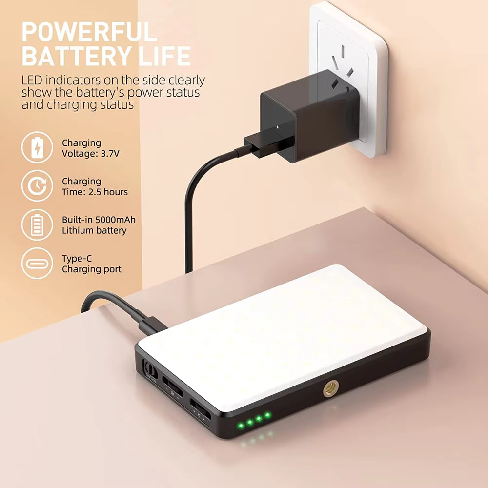 LED Selfie Light Phone Fill Light 120 LED 3000Mah Rechargeable Portable Video Light for Tiktok Vlog Video Conference Selfie
