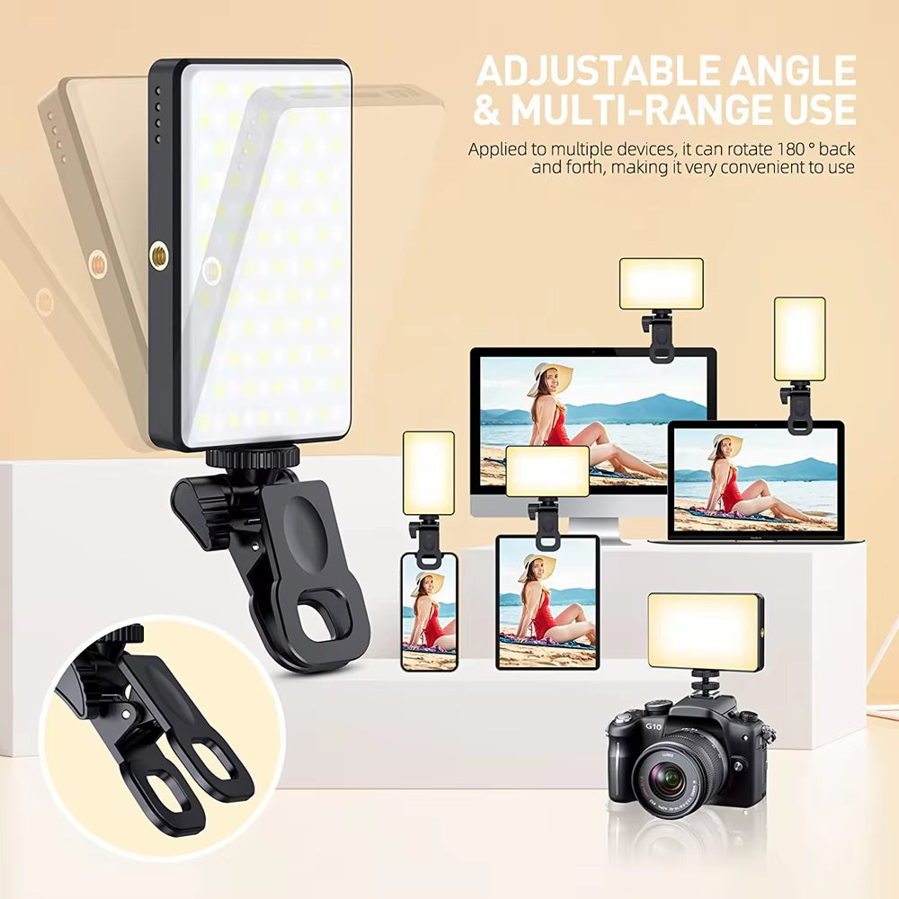 LED Selfie Light Phone Fill Light 120 LED 3000Mah Rechargeable Portable Video Light for Tiktok Vlog Video Conference Selfie