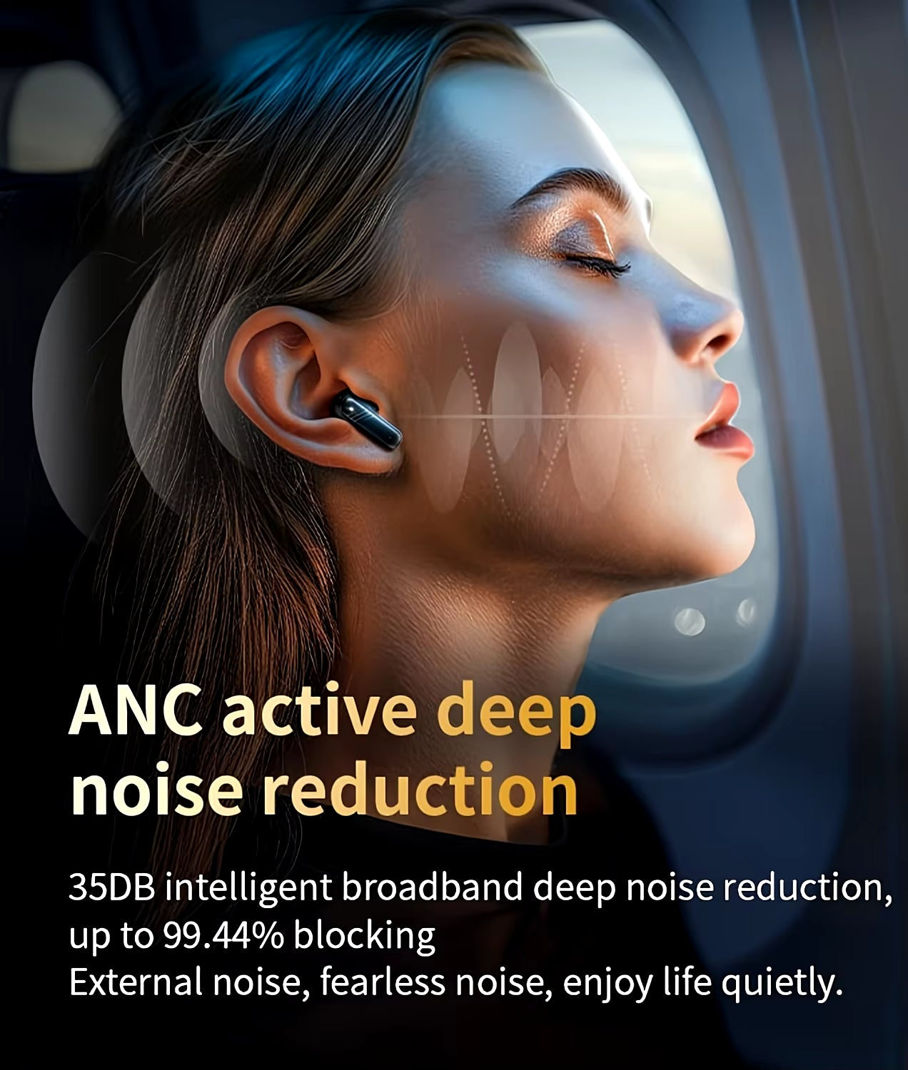 Active Noise Cancelling Earbuds ANC with Smart Touch Screen, TWS True Wireless Ear Buds Earphones for Iphone Android