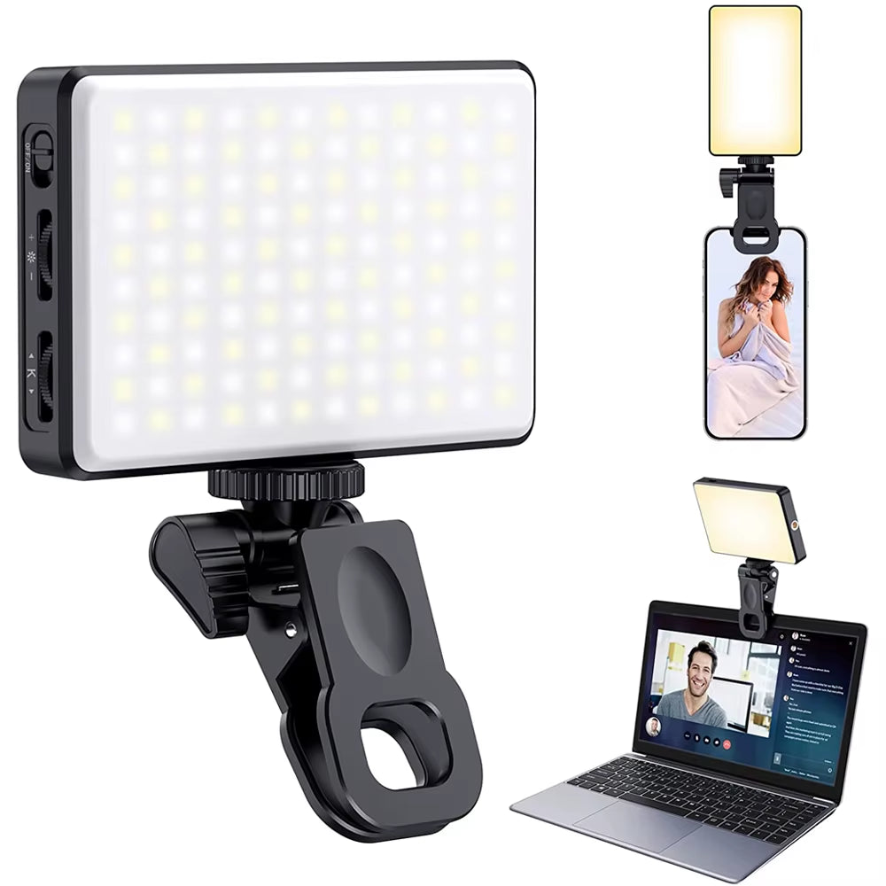 LED Selfie Light Phone Fill Light 120 LED 3000Mah Rechargeable Portable Video Light for Tiktok Vlog Video Conference Selfie