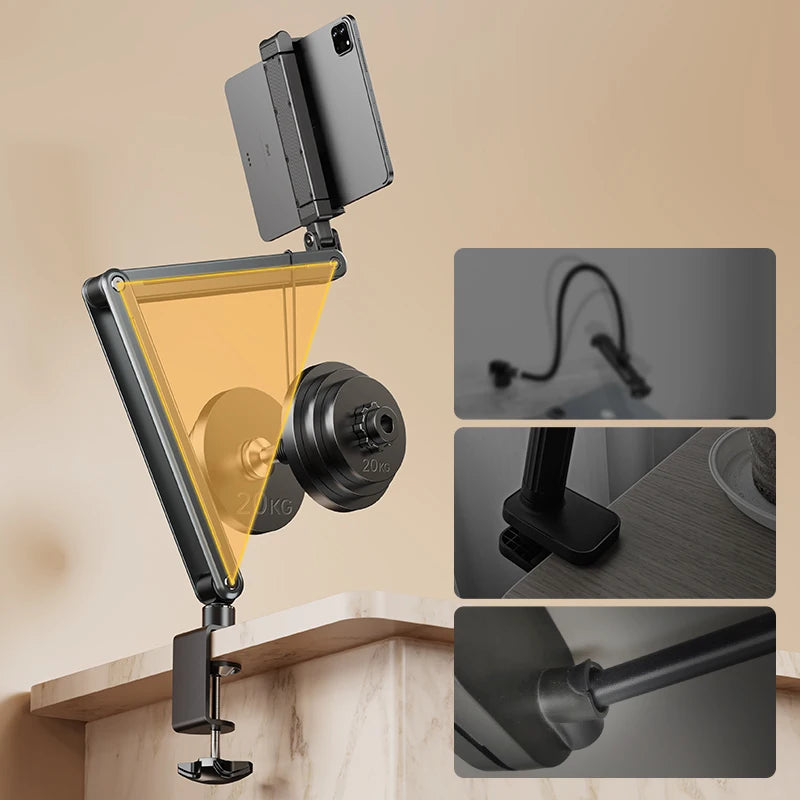 Foldable Tablet Desktop Stand Aluminum Alloy 360 Degree Rotation Versatile Lazy Mobile Phone Holder for 4.5-12.9 Inches Devices